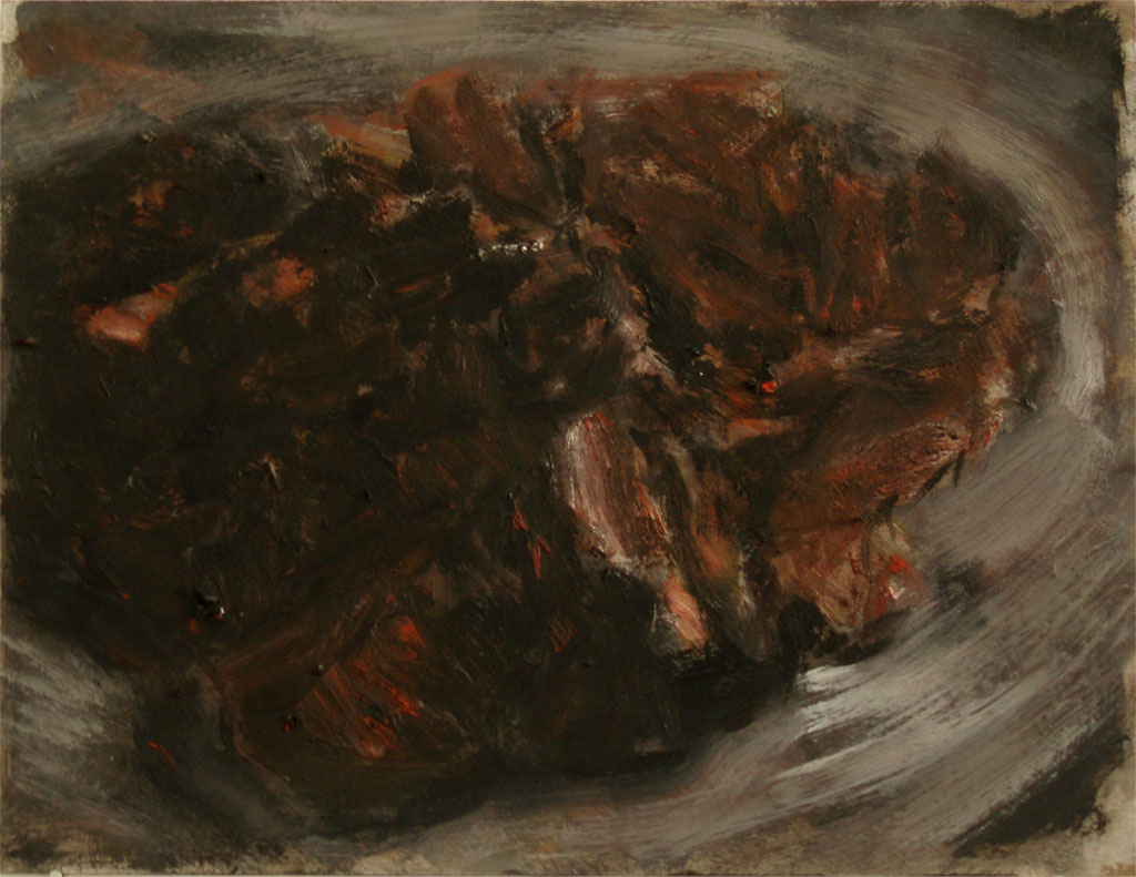 Fleisch, Fondueteller, 23 x 30 cm, 2006